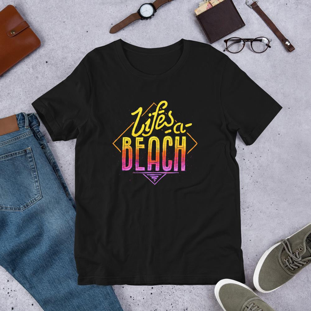 Life's A Beach Half Sleeve T-Shirt — Black
