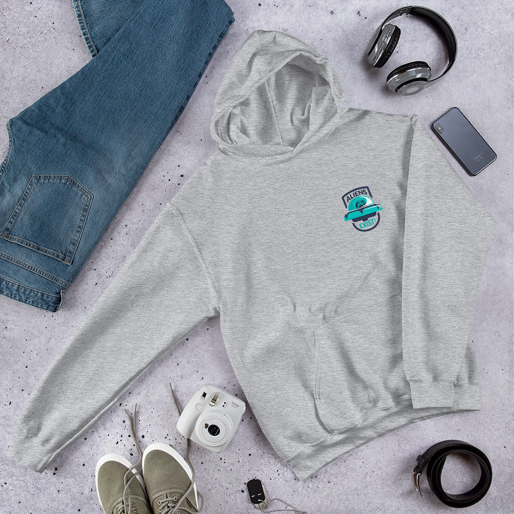 Alien Exist Unisex Hooded Sweatshirt — Sport Grey