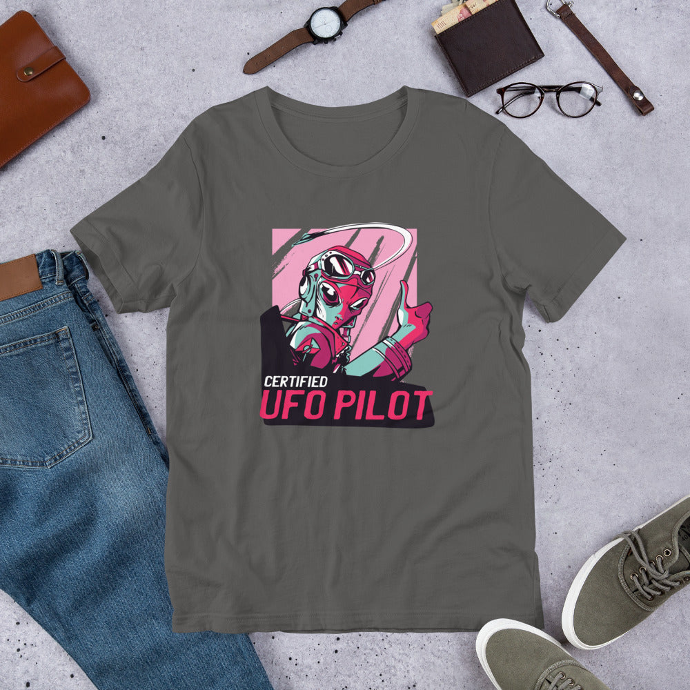 Certified UFO Pilot Unisex Half-Sleeve T-Shirt — Asphalt
