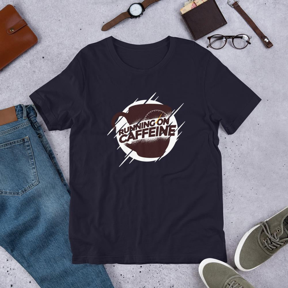 Running On Caffeine Half Sleeve T-Shirt — Navy