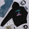 Alien Pizza Surfing Unisex Hooded Sweatshirt — Black