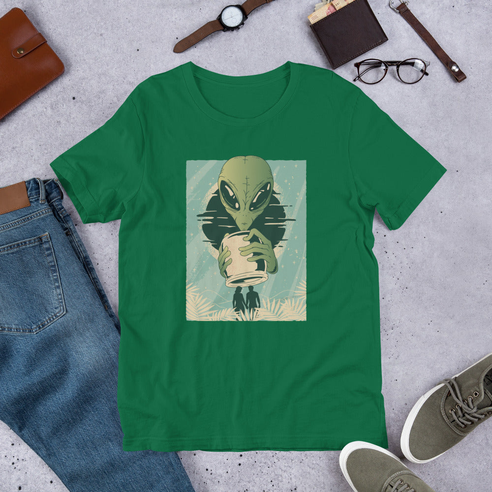 Alien Humans Abstract Unisex Half-Sleeve T-Shirt — Kelly