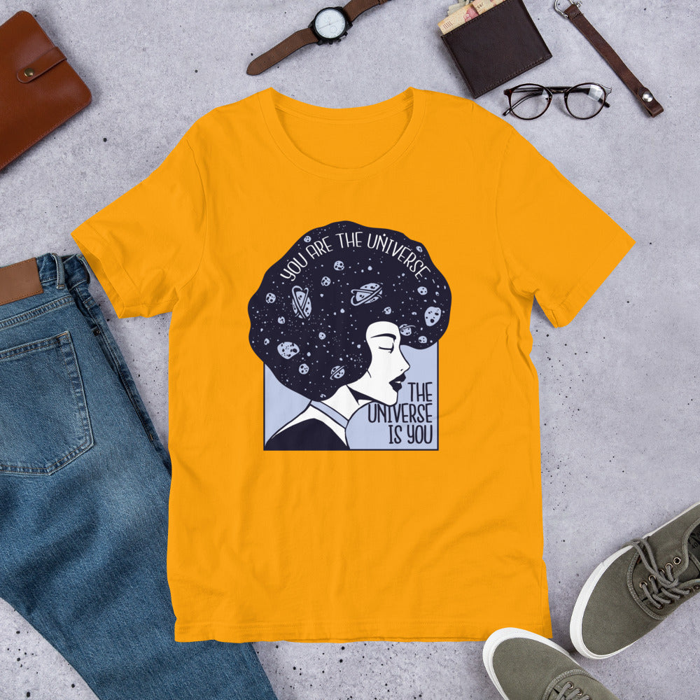 Universe Girl Unisex Half-Sleeve T-Shirt — Gold