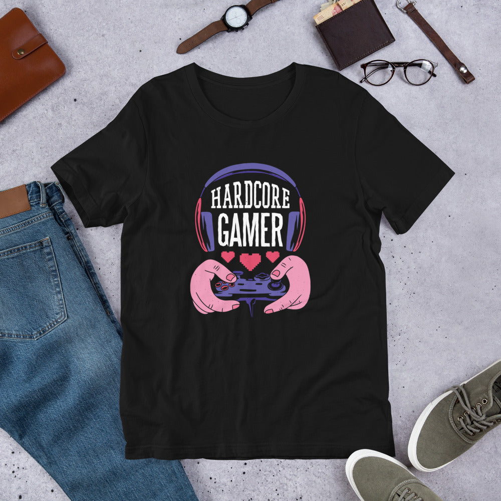 Hardcore Gamer Unisex Half-Sleeve T-Shirt — Black