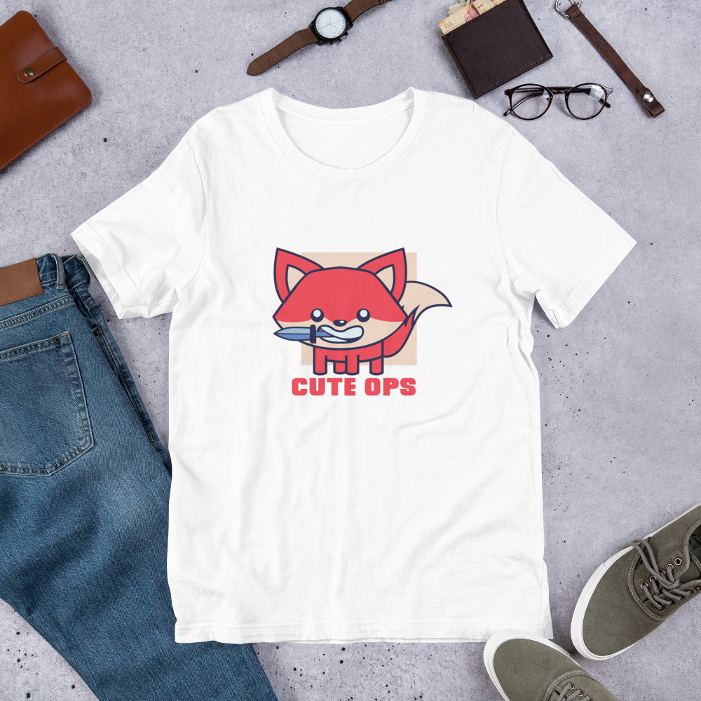 Cute Fox Half-Sleeve T-Shirt — White
