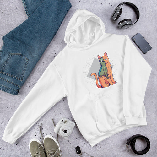 Alien Cat Costume Unisex Hooded Sweatshirt — White