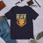 Believe Alien Unisex Half-Sleeve T-Shirt — Navy
