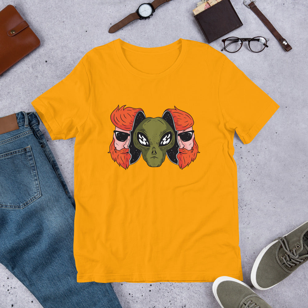 Alien Hipster Unisex Half-Sleeve T-Shirt — Gold