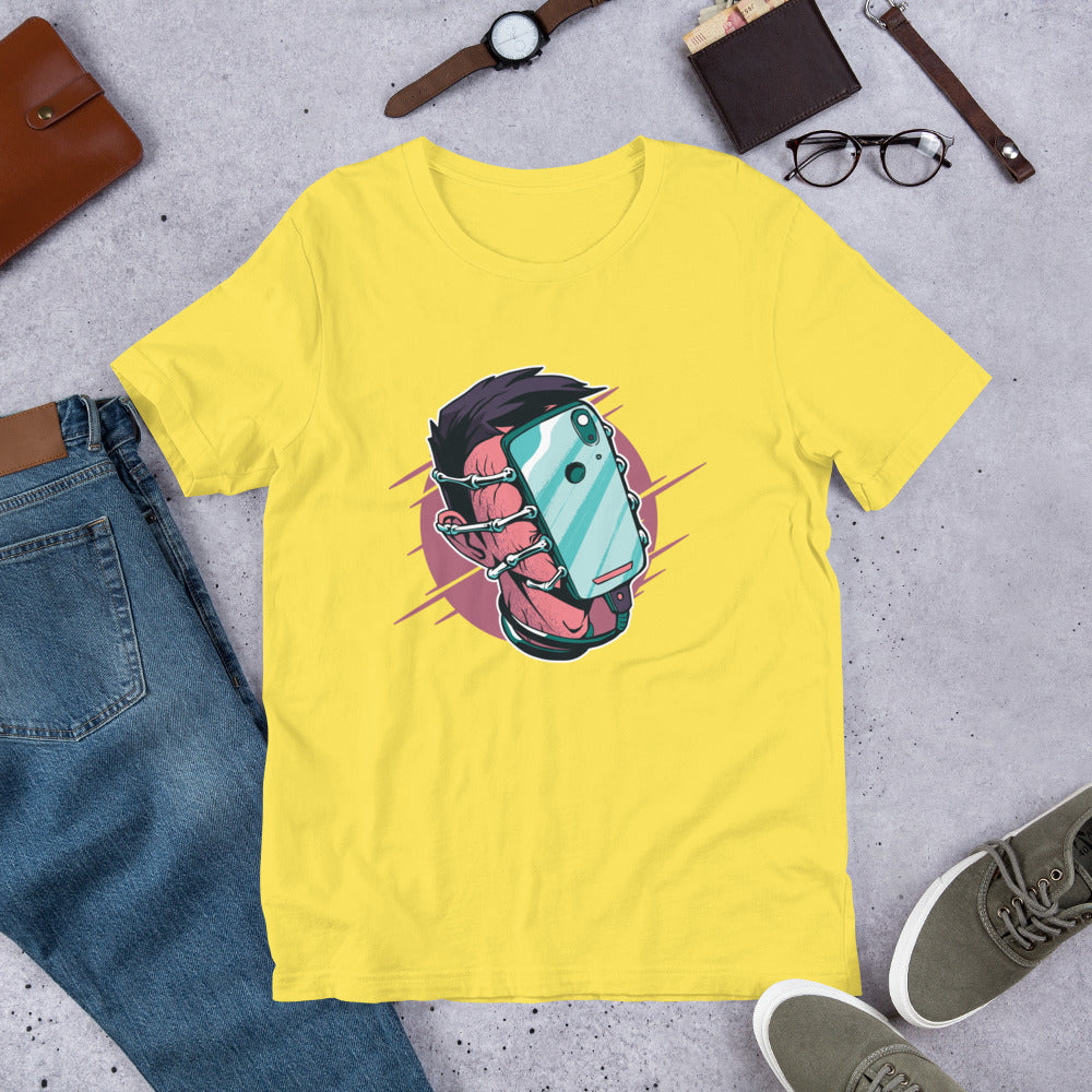 Face Hugger Phone Unisex Half-Sleeve T-Shirt — Yellow