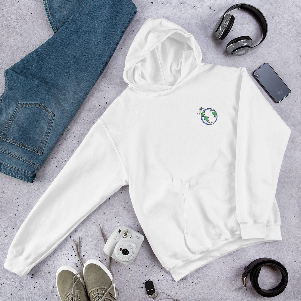 Earth Unisex Hooded Sweatshirt — White