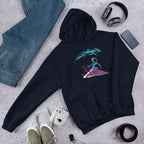 Alien Pizza Surfing Unisex Hooded Sweatshirt — Navy