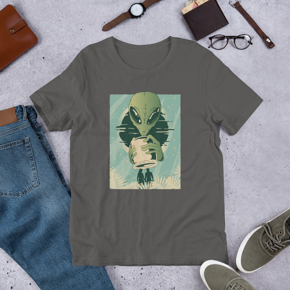 Alien Humans Abstract Unisex Half-Sleeve T-Shirt — Asphalt