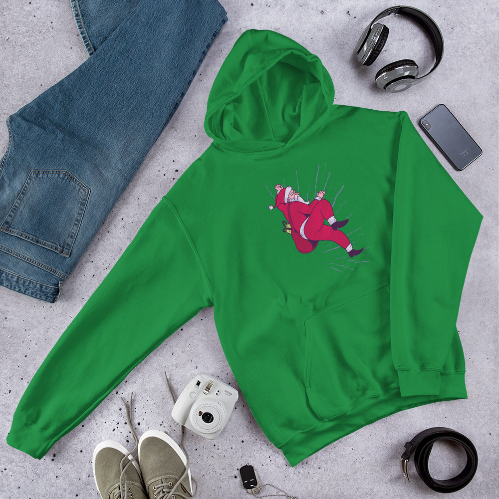 Santa Climbing Unisex Hooded Sweatshirt — Irish Green