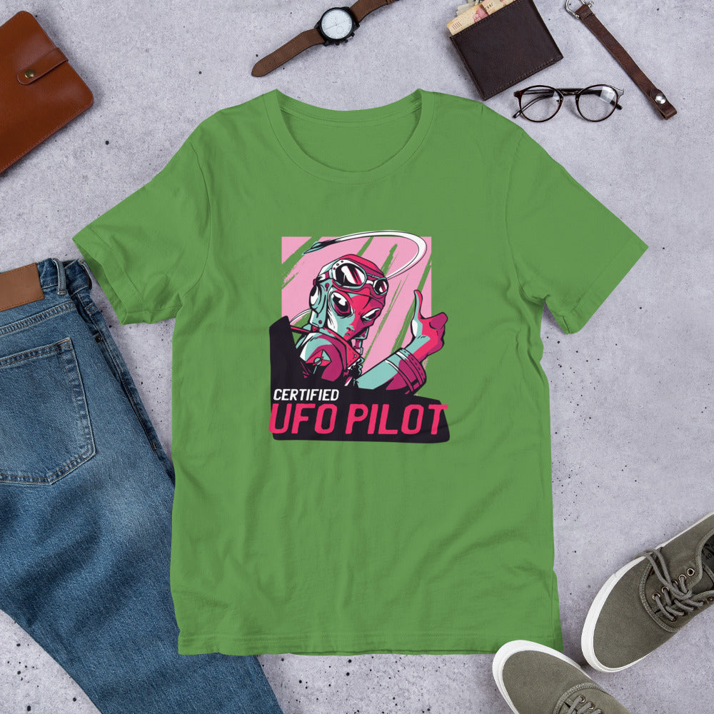 Certified UFO Pilot Unisex Half-Sleeve T-Shirt — detail view 3