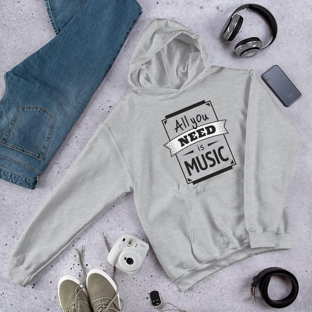 All You Need Is Music Unisex hooded Sweatshirt — front view