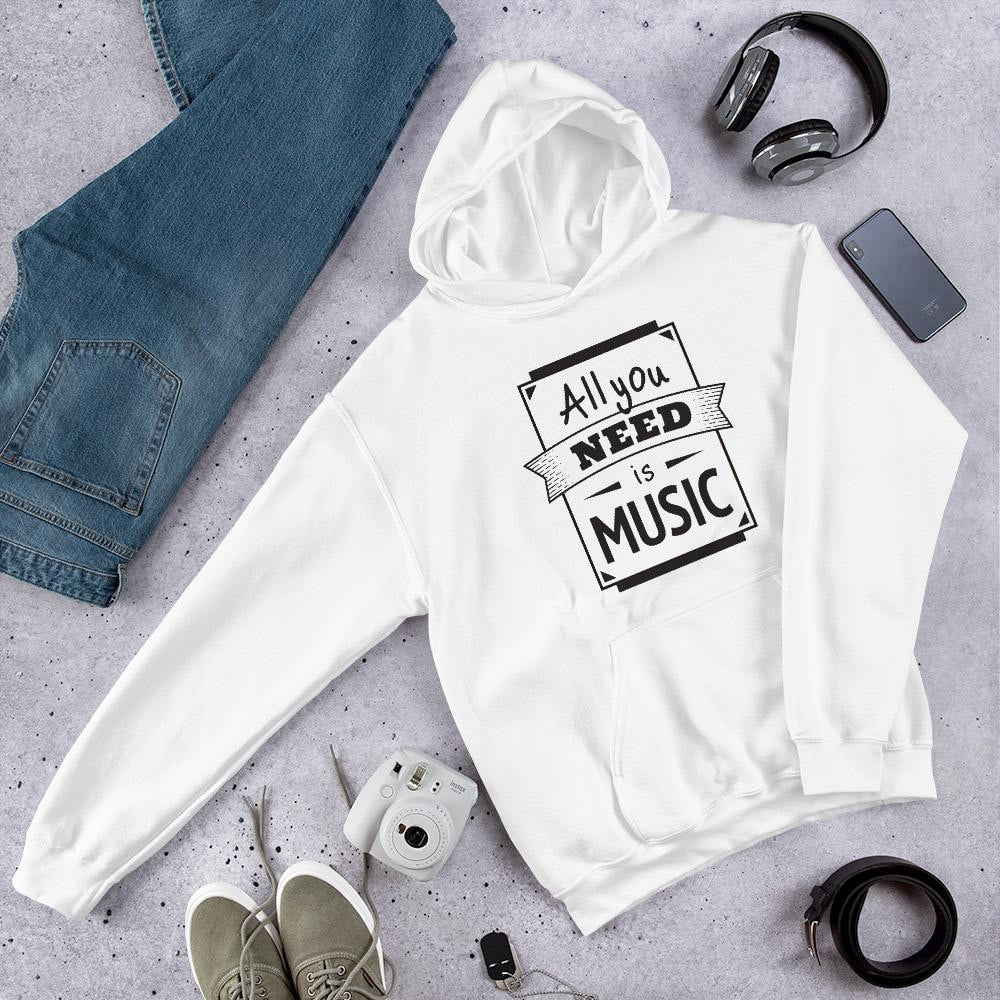 All You Need Is Music Unisex hooded Sweatshirt — back view