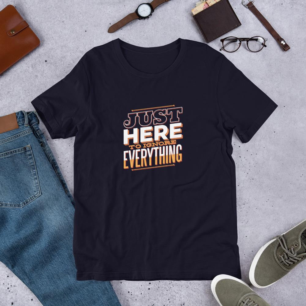 Here To Ignore Half Sleeve T-Shirt — Navy