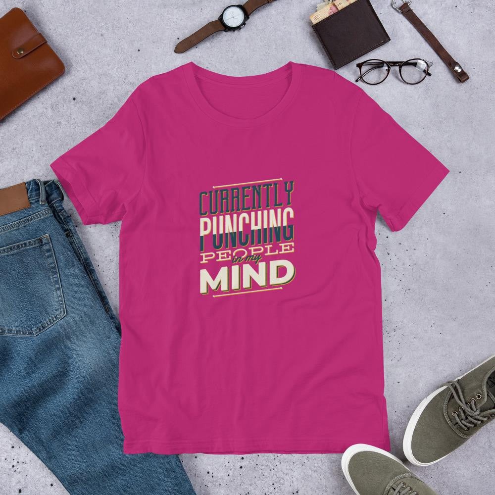 Punching People half Sleeve T-Shirt — Pink