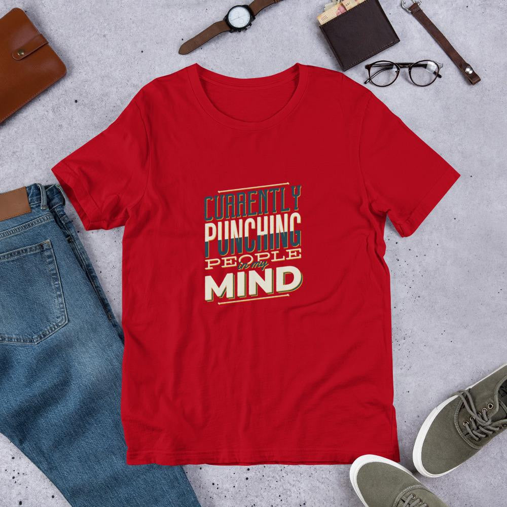 Punching People half Sleeve T-Shirt — Red