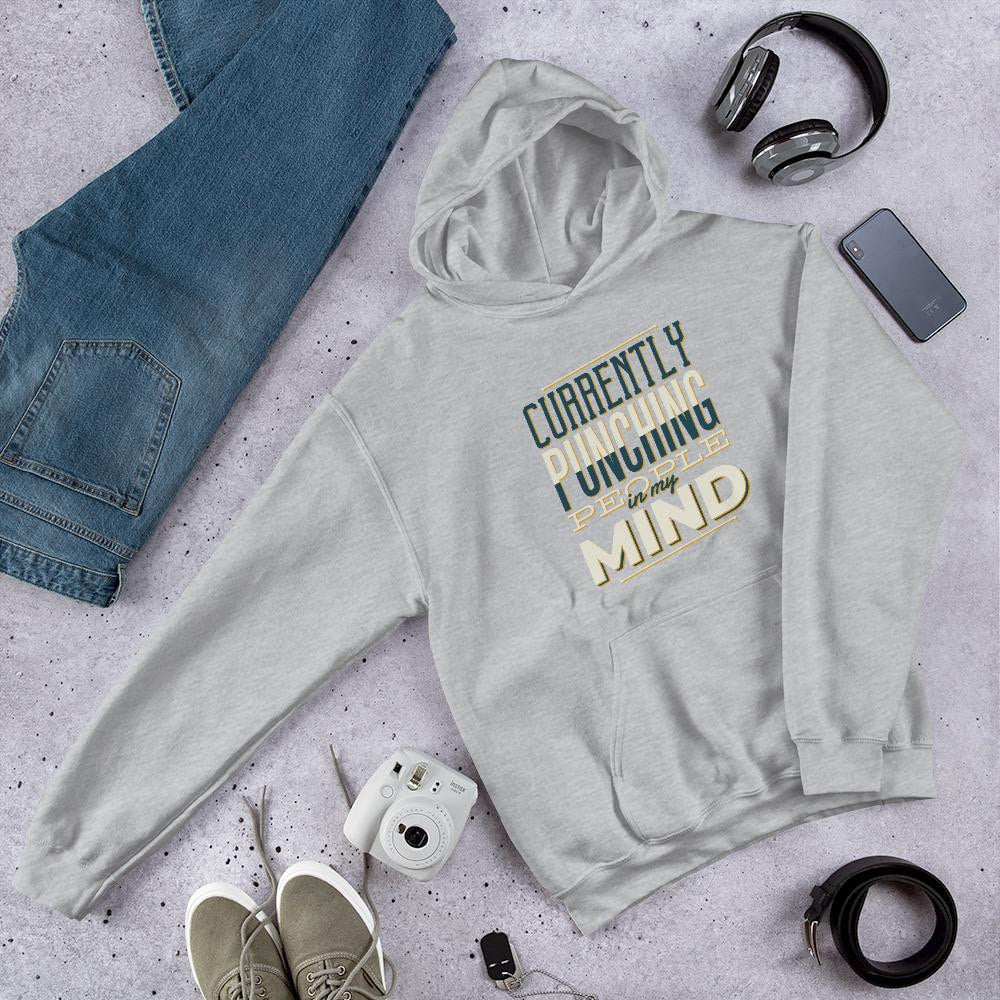Punching People Unisex Hooded Sweatshirt — Grey