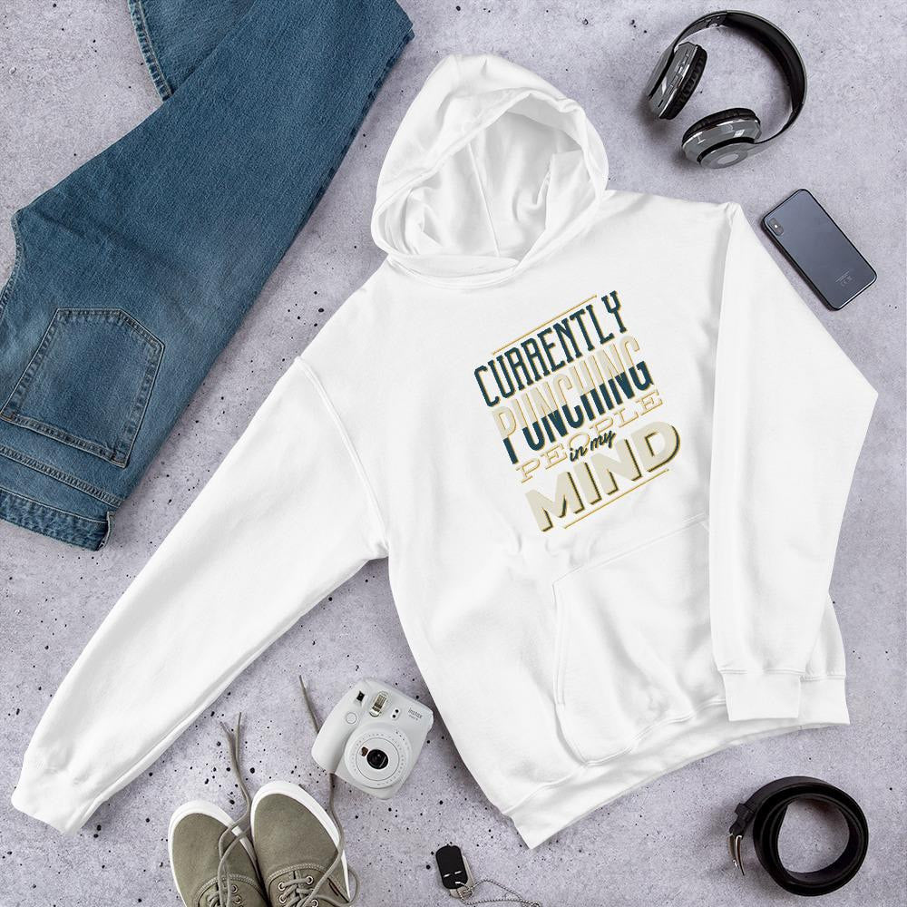 Punching People Unisex Hooded Sweatshirt — White