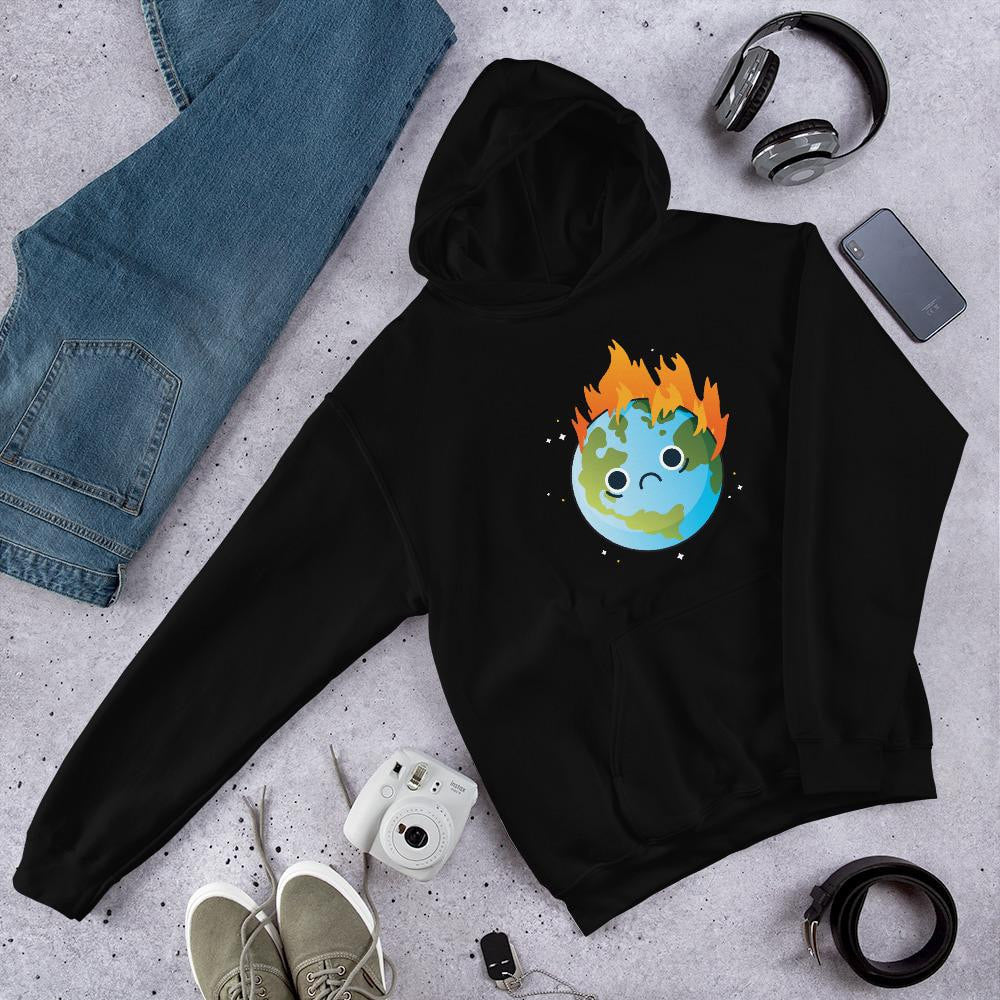 Burning Sad Earth Unisex Hooded Sweatshirt — Black