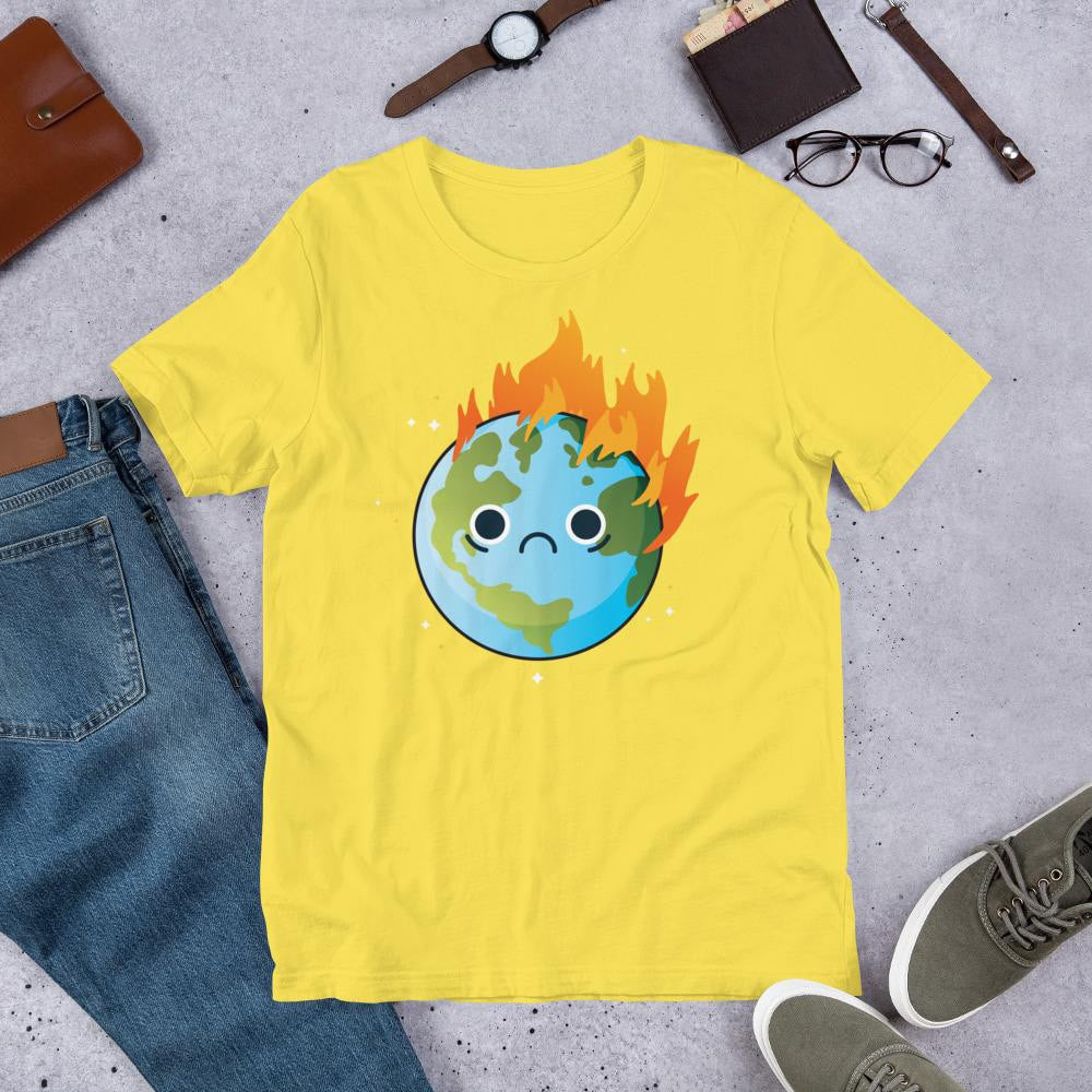 Burning Sad Earth Half Sleeve T-Shirt — Yellow