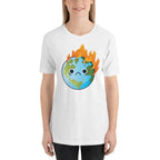 Burning Sad Earth Half Sleeve T-Shirt — White