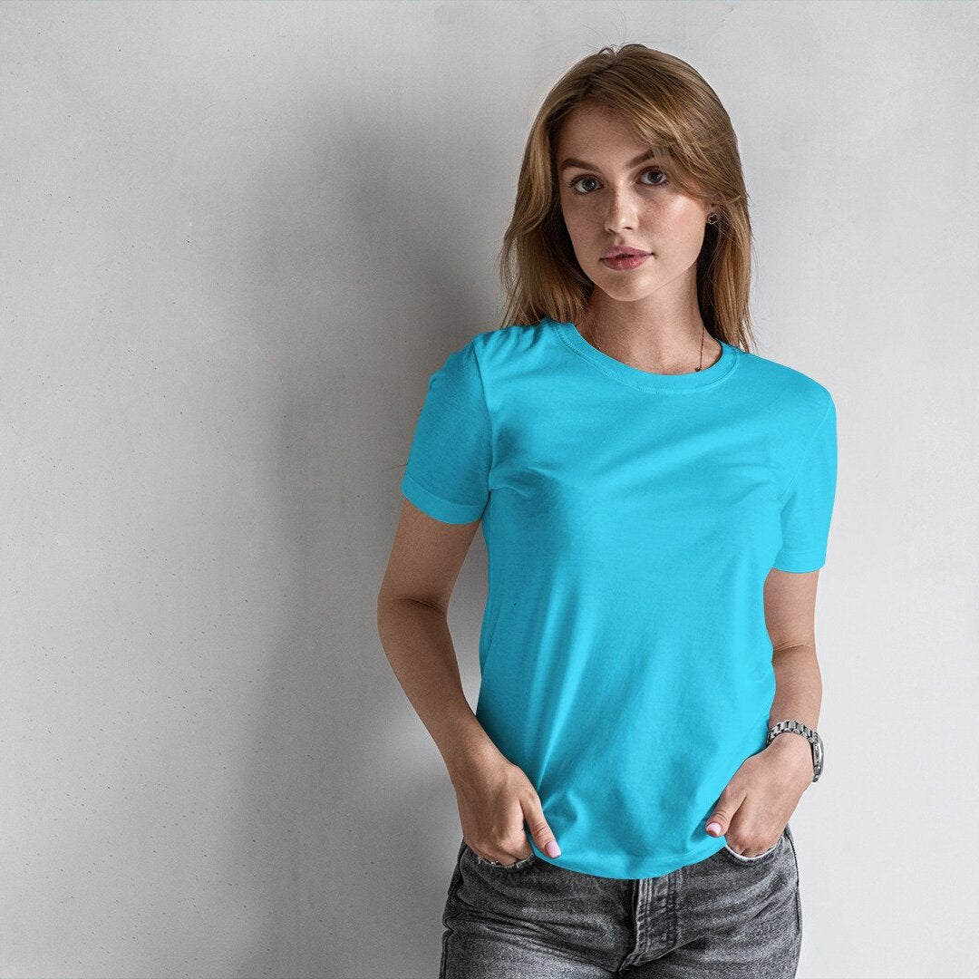Women's Plain Half Sleeve T-Shirt — Sky Blue