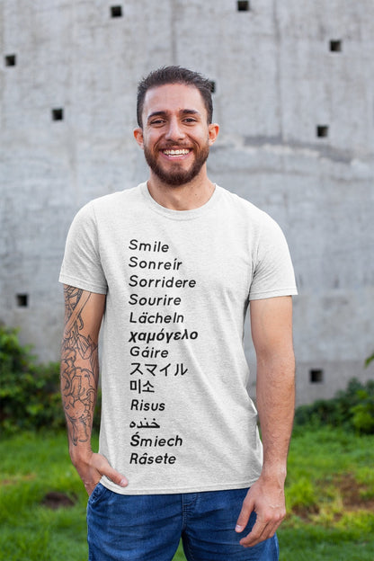 Smile International Languages Unisex Half Sleeve T-Shirt #White