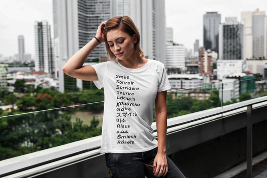 Smile International Languages Unisex Half Sleeve T-Shirt #White