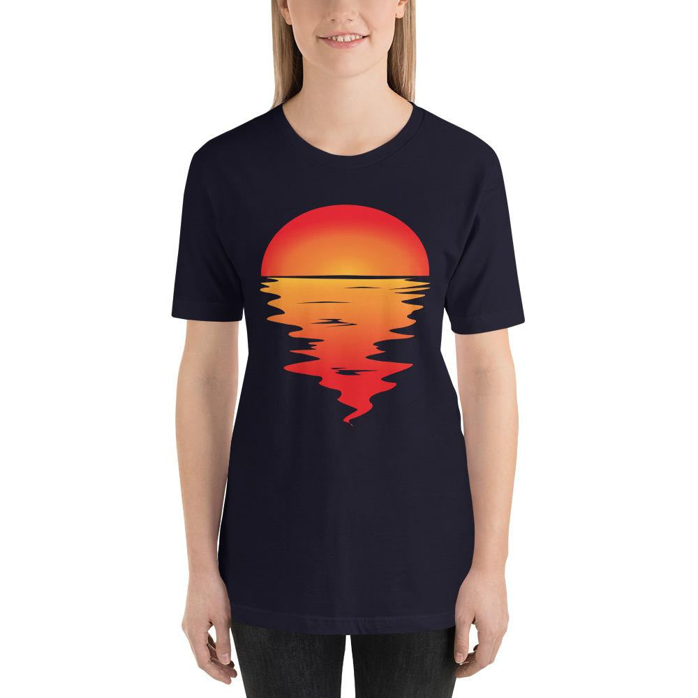 Sunset Reflection Half Sleeve T-Shirt — Navy