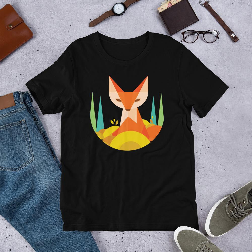 Geometric Fox Half Sleeve T-Shirt — front view