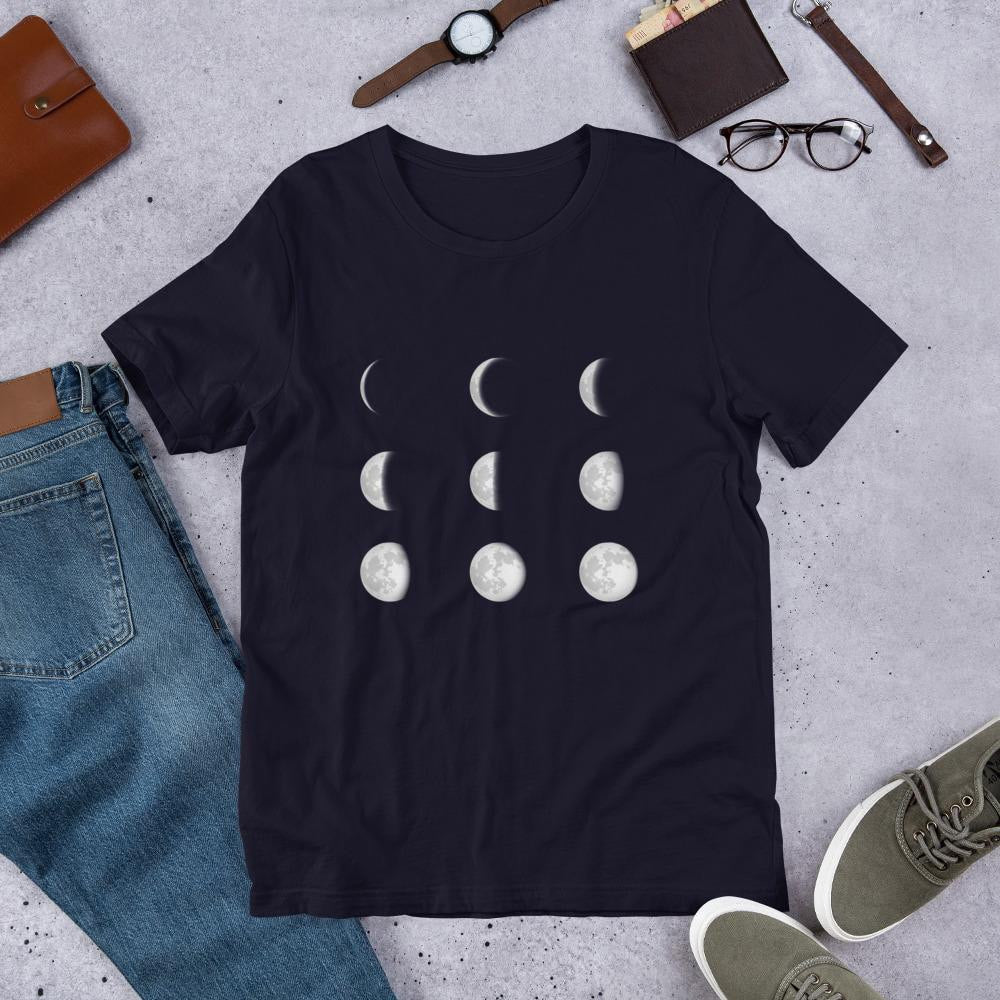 Moon Phases Half Sleeve T-Shirt — Navy