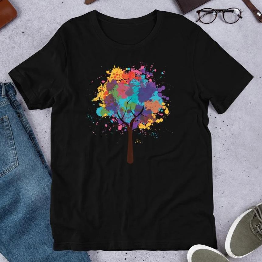 Abstract Tree Unisex Half Sleeve T-Shirt — Black