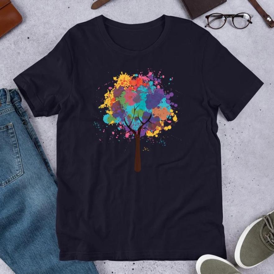 Abstract Tree Unisex Half Sleeve T-Shirt — Navy