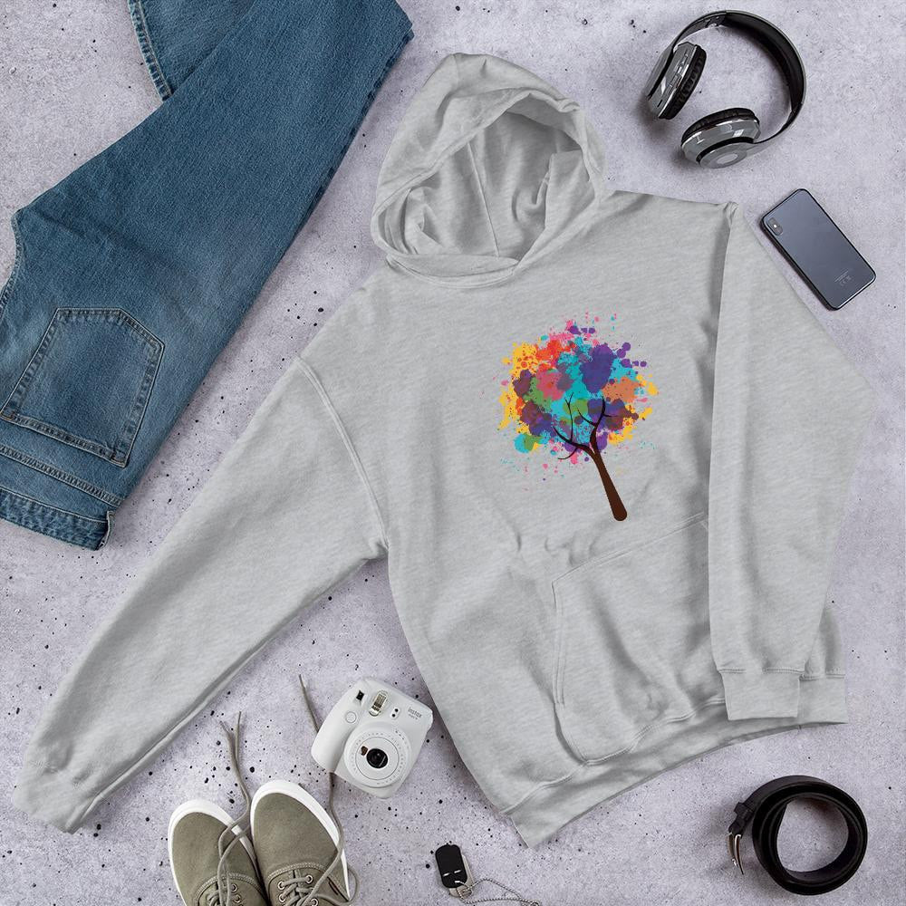 Abstract Tree Unisex Hooded Sweatshirt — Grey