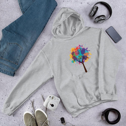 Abstract Tree Unisex Hooded Sweatshirt — Grey