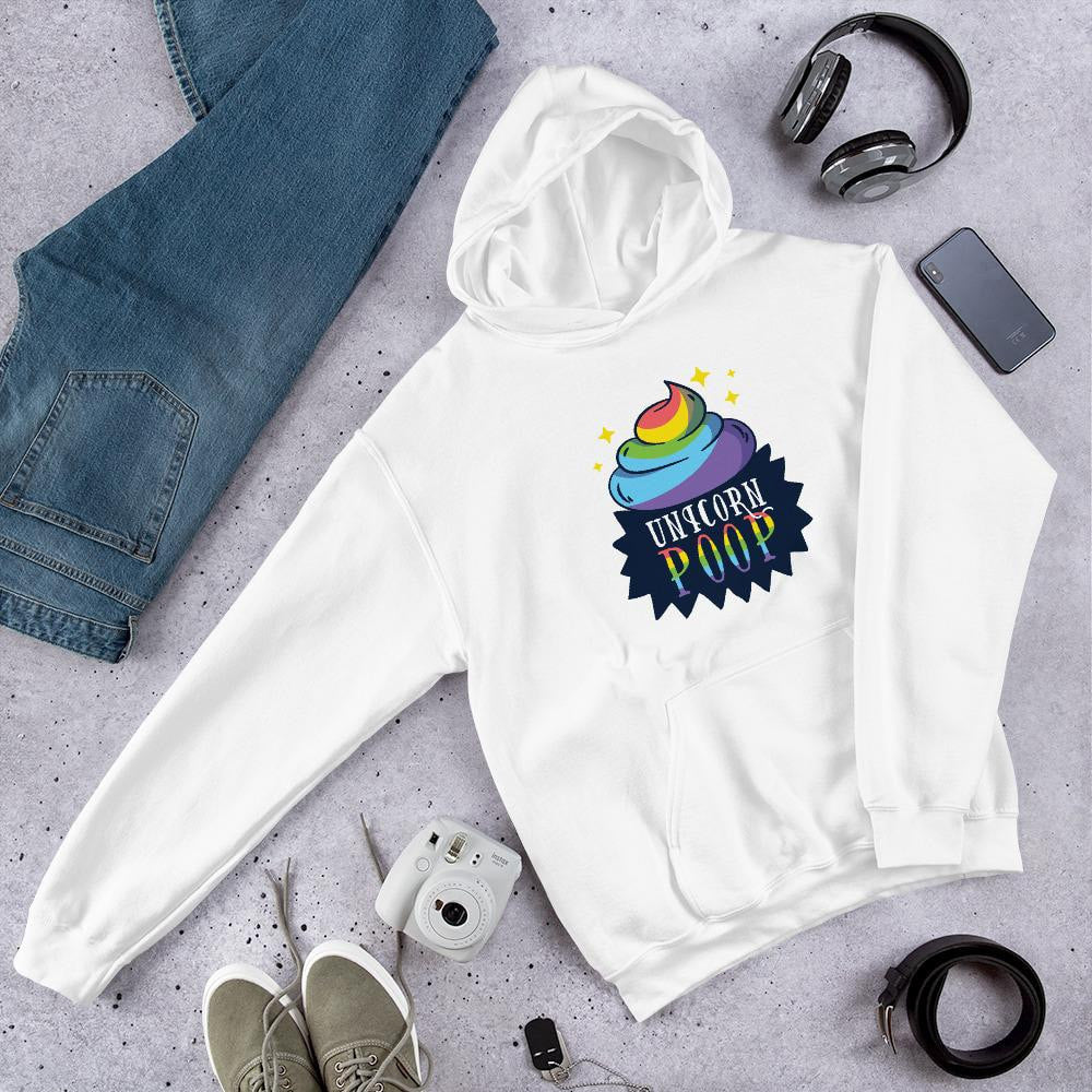 Unicorn Poop Unisex Hooded Sweatshirt — White