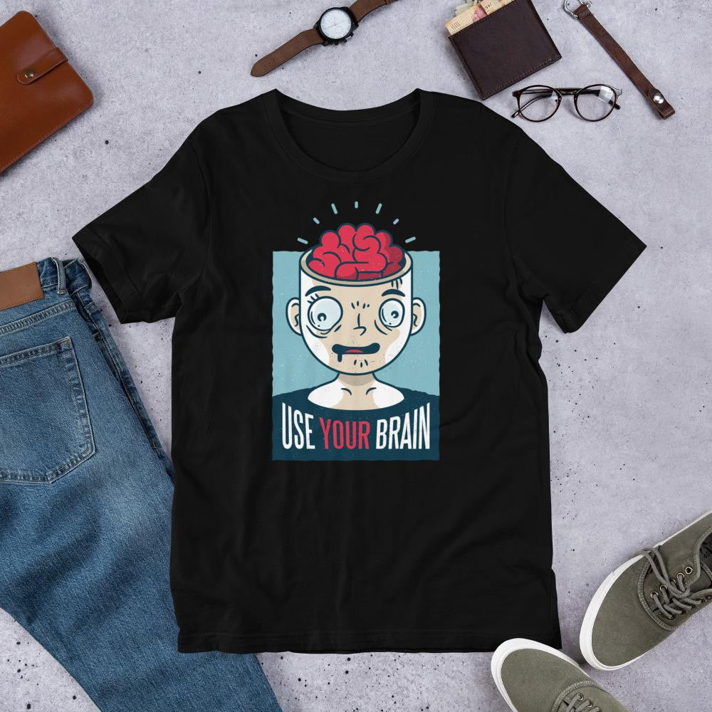 Use Your Brain Half Sleeve T-Shirt — Black