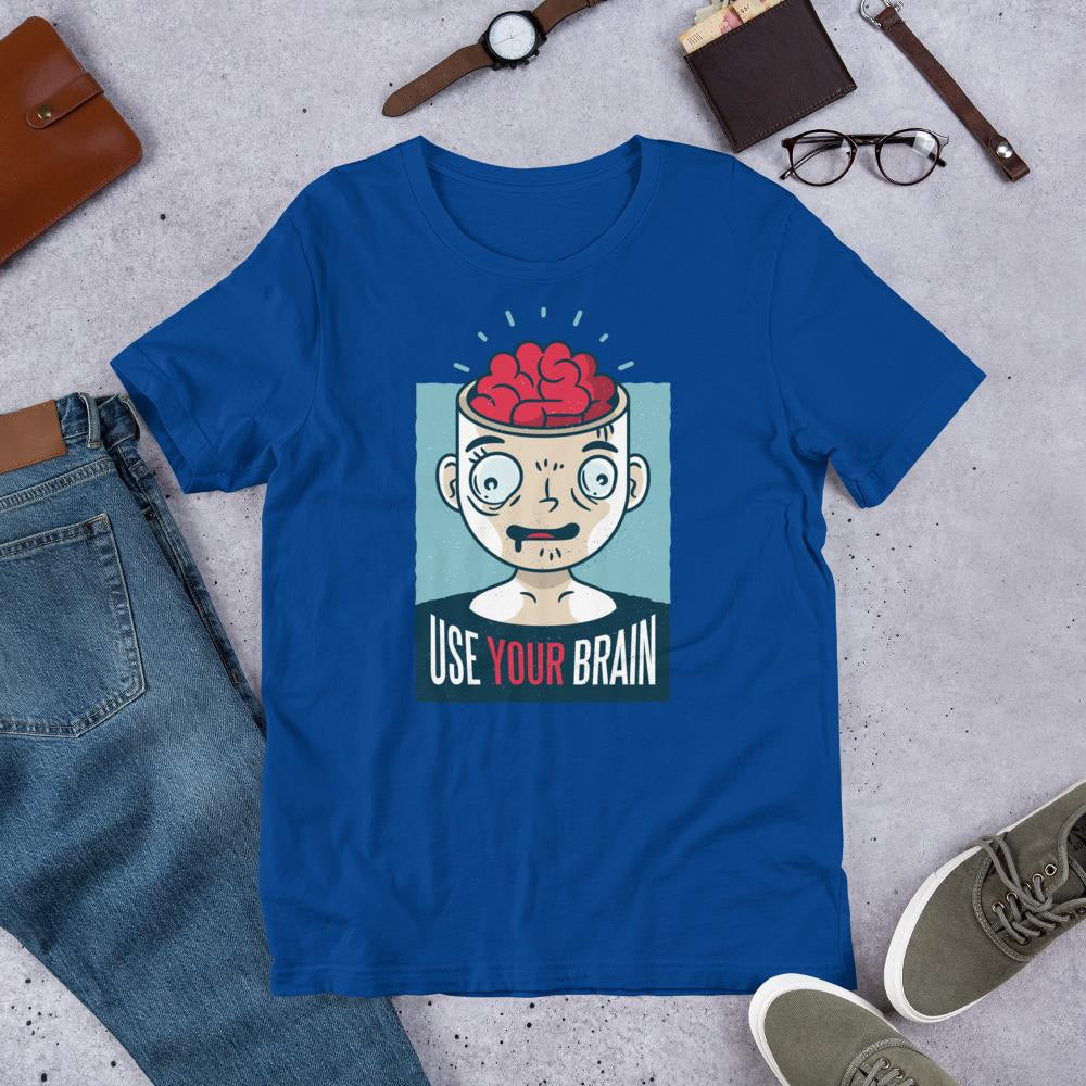Use Your Brain Half Sleeve T-Shirt — Blue
