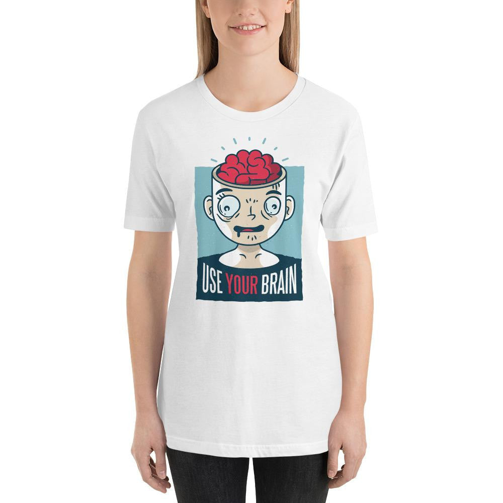Use Your Brain Half Sleeve T-Shirt — White